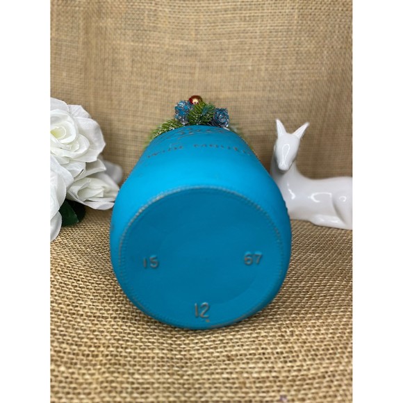 Christmas Glass Jar Ball  /  Turquoise Christmas Glass Jar with Wide Mouth Ball - Picture 6 of 11
